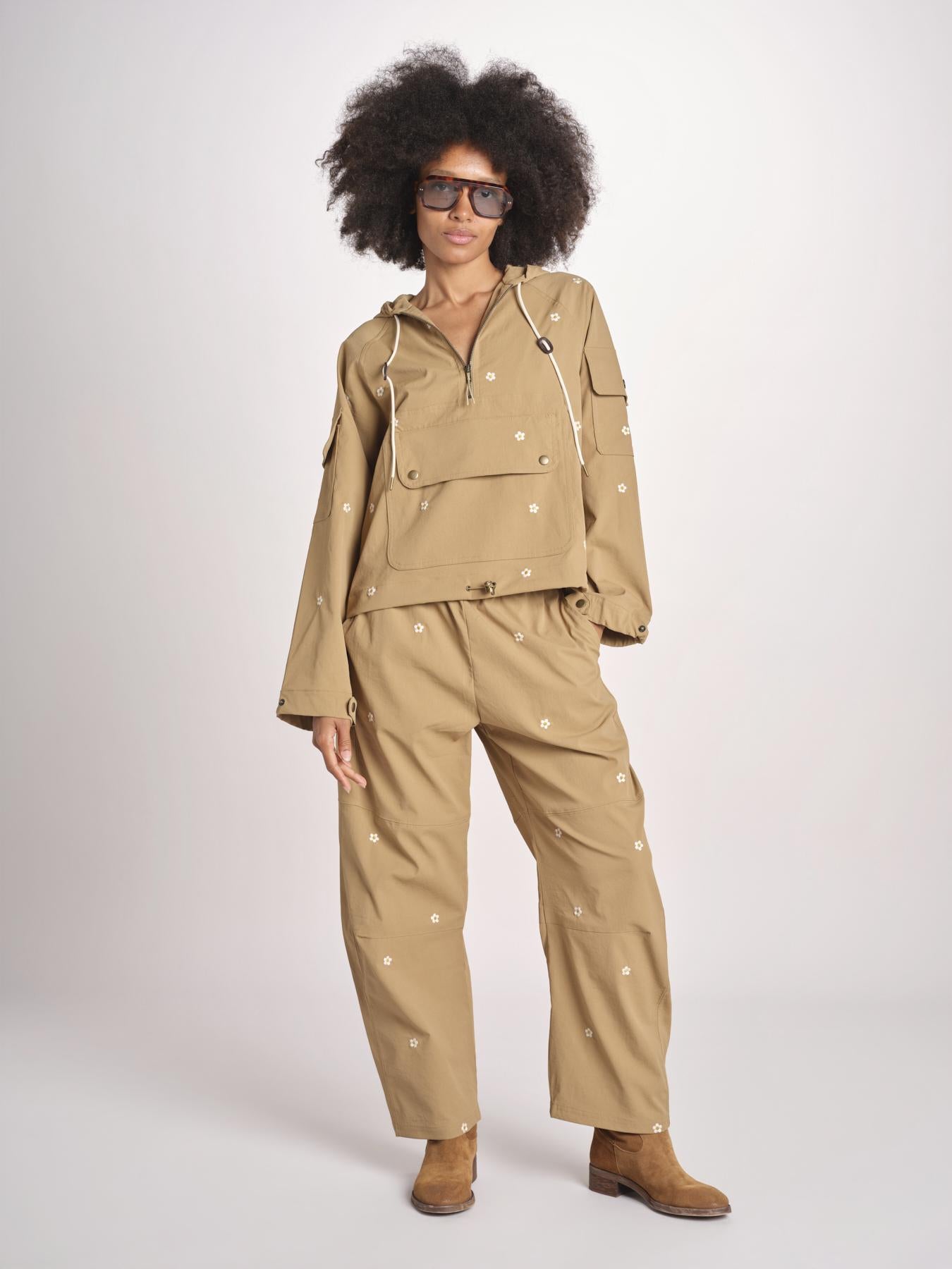 pantaloni con fiorellini ricamati THE EMBROIDERED OUTPOST OWB0008575 KHAKI the GREAT 