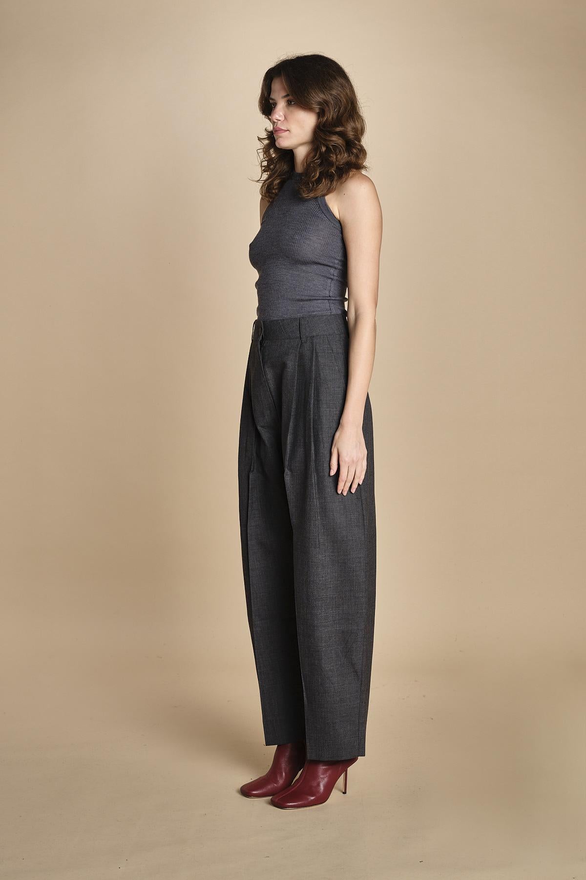 pantalone in tela con 2 pinces ACUNA SNW SLATE MELANGE studio nicholson 