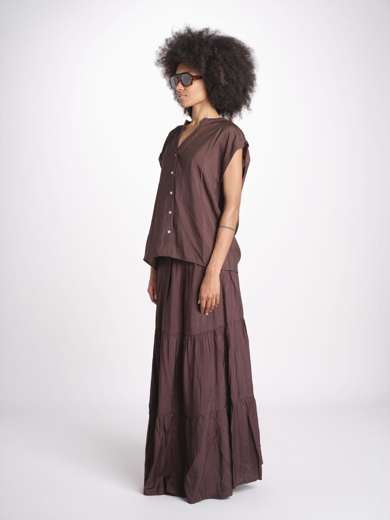 camicia con bottoni CLARENCELK CHOCOLAT laraethnics 