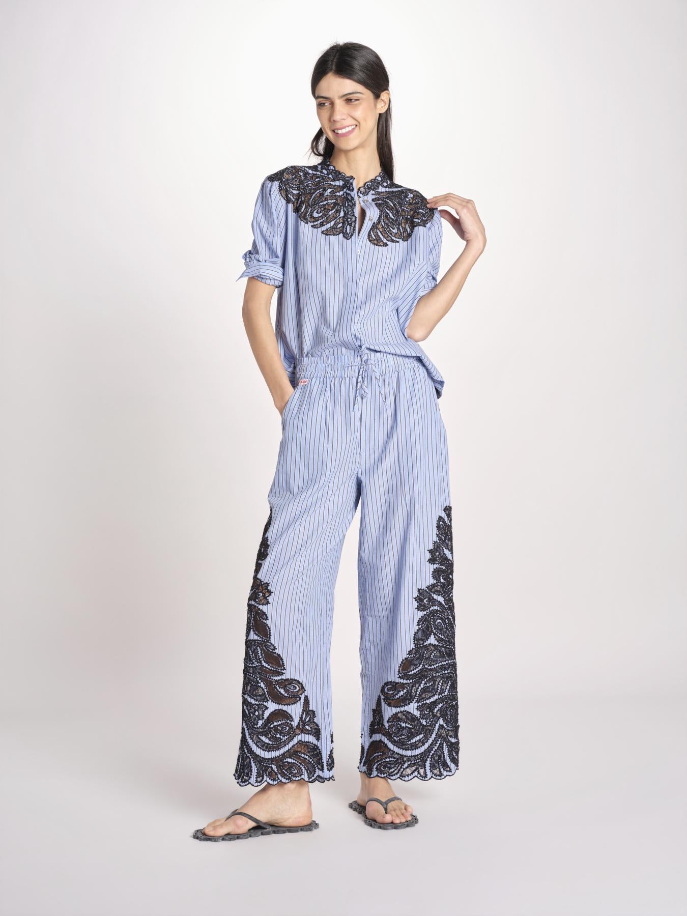 camicia a righe con ricamo 057 MULTI sea ny 
