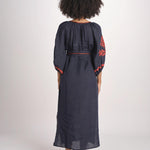 abito con ricamo BE25215 NAVY RUST benaras soleil 