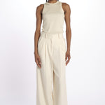 Pantalone con pinces misto lino IO115176 WH014 ivy oak 