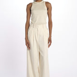 Pantalone con pinces misto lino IO115176 WH014 ivy oak 