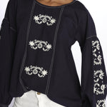 MARGUERITE camicia maniche sbuffo con ricami E25TU019 MARINE stella forest 