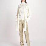 G051 camicia con collo alto e taschine G051-5111-1108 ECRU n21 