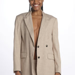 Giacca VALE doppio petto gessata VALE KHAKI true avenue 
