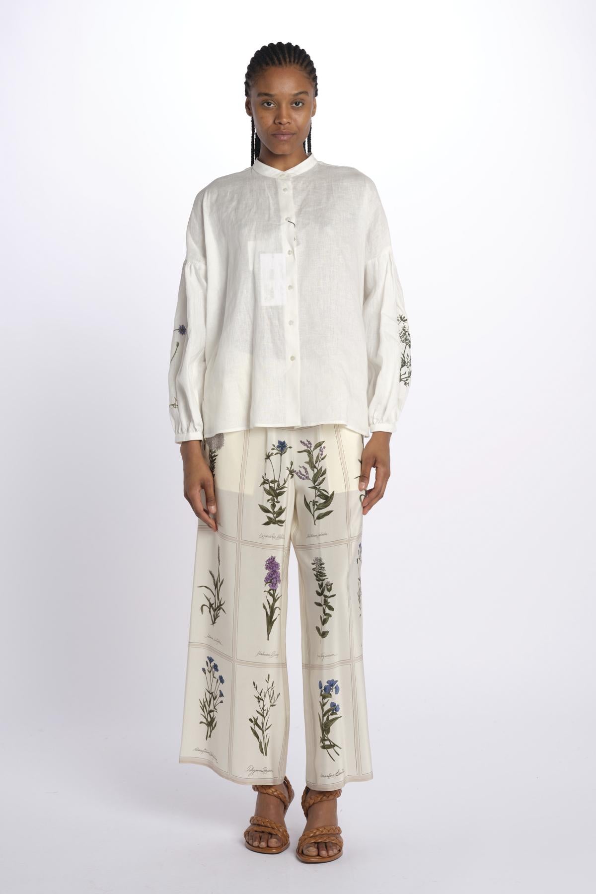 Camicia ILEX lino con fiore 2515111122600 001 weekend maxmara 