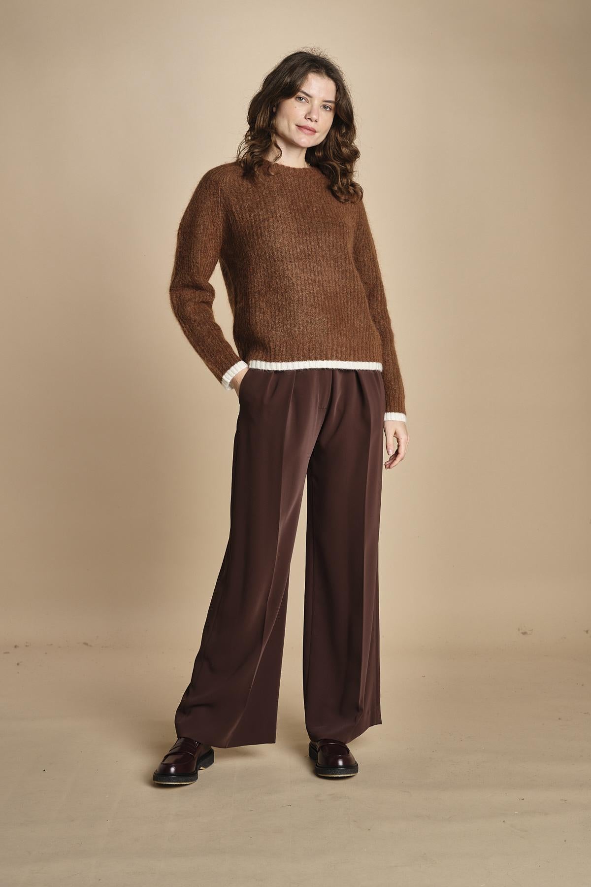 maglia a coste in mohair 15K106WM005 P661 VICUNA ines de la fressange 