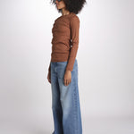 t-shirt manica lunga a costine KOLLINA IO1100X2338 TOBACCO BR208 ivy oak 