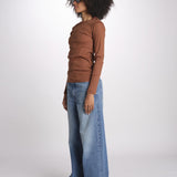 t-shirt manica lunga a costine KOLLINA IO1100X2338 TOBACCO BR208 ivy oak 