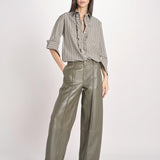 pantalone in pelle LESLIE IO118060 DARK EUCALYPTUS GR533 ivy oak 