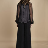 camicia raso e chiffon LISBONA BLACK crida 
