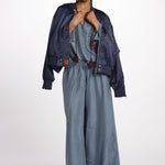 PALAZZO pantaloni in seta  by milaura. BE24252PANT GREY BLU benaras soleil 