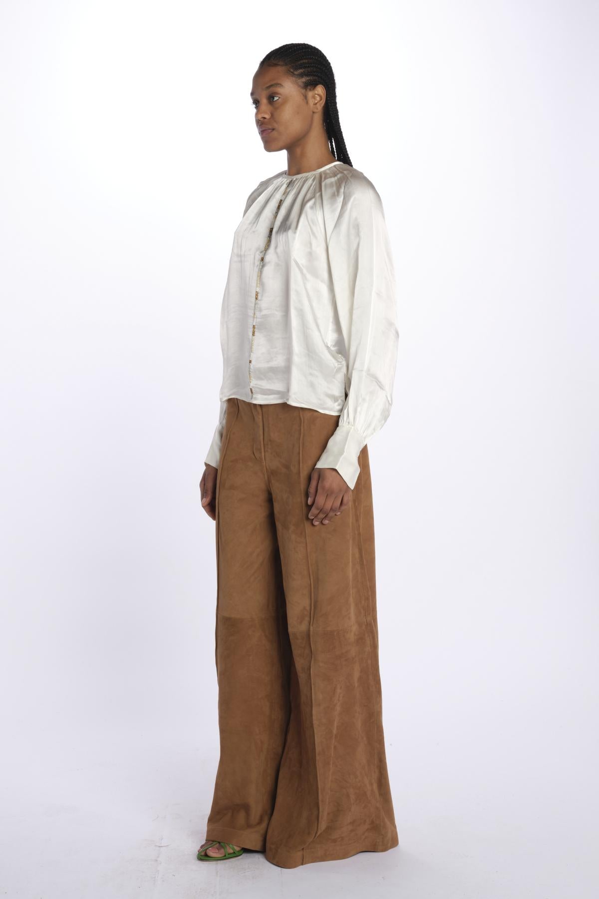 Camicia manica sbuffo CUTWORK BE24499 IVORY milaura 