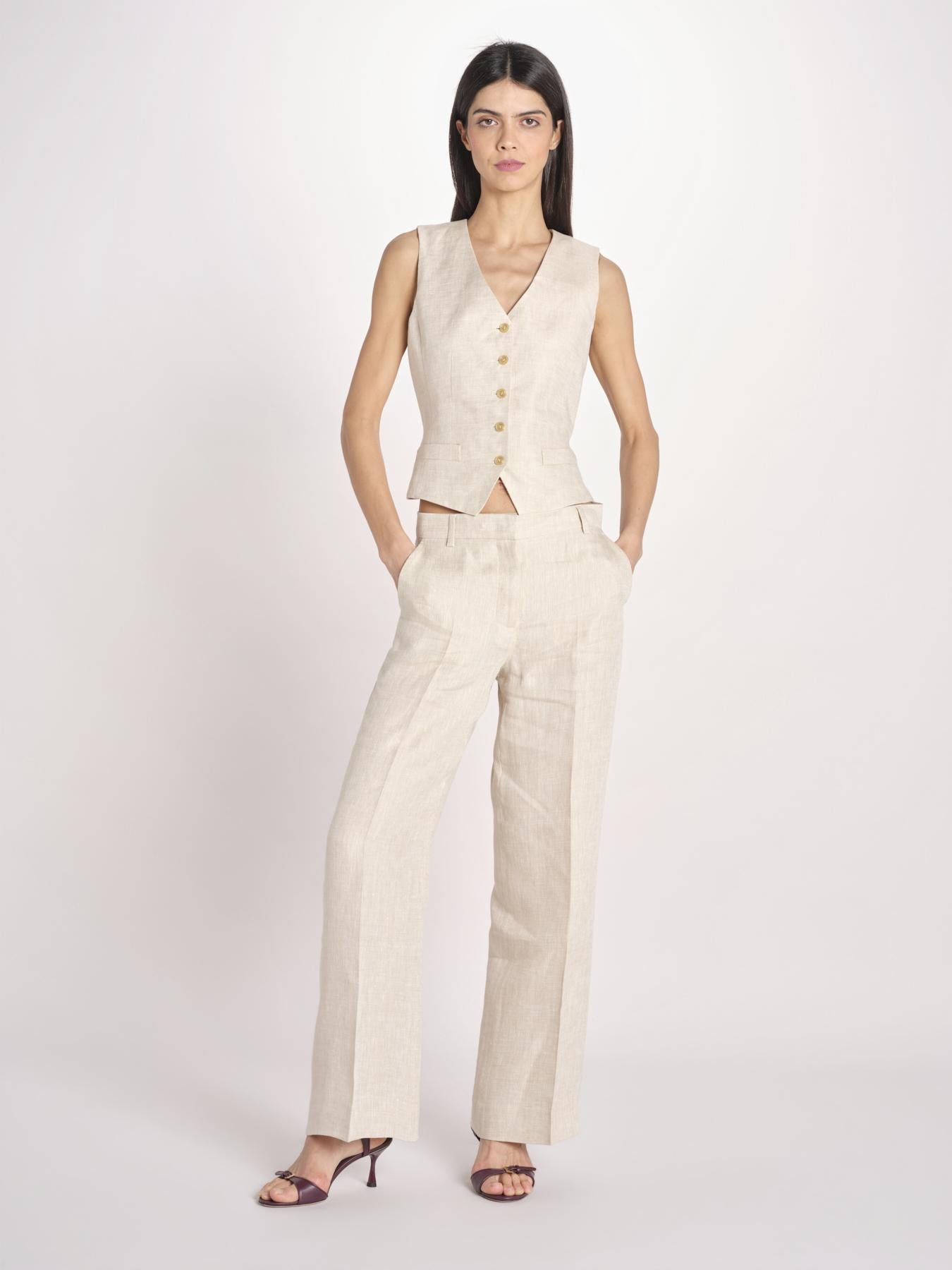 gilet in lino PACE 2615151012600 023 ECRU weekend maxmara 