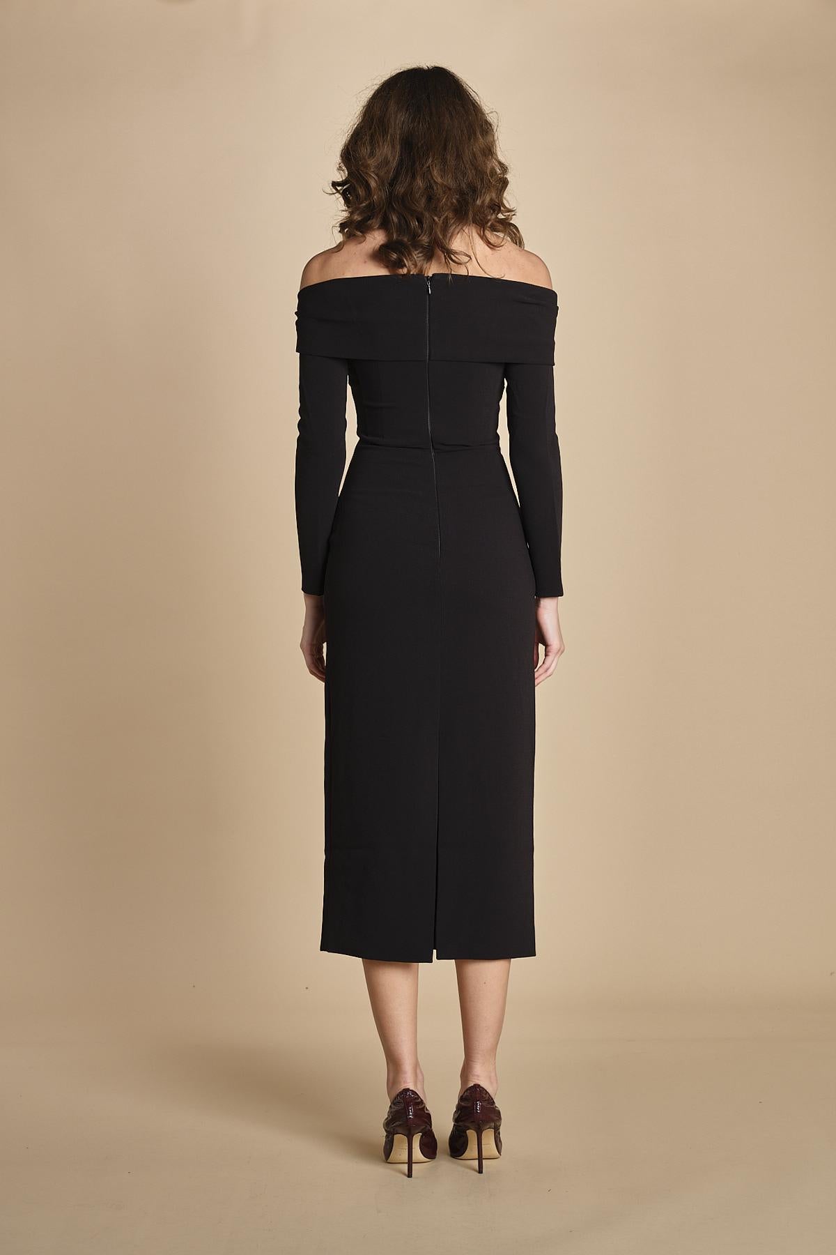 tubino manica lunga con spalle scoperte YUNI BLACK solace 