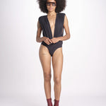 body con scollo profondo senza maniche e spalline imbottite NIKITA DEEP BLACK amazuìn 
