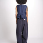 embossed top FAYETTA TANK NAVY sea ny 