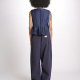 embossed top FAYETTA TANK NAVY sea ny 