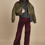 pantalone a zampa con taschine FAUVE WX BORDEAUX fam 
