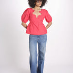 camicia m/l scollo con cuori 344593 RED L0028 farm rio 