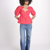 camicia m/l scollo con cuori 344593 RED L0028 farm rio 