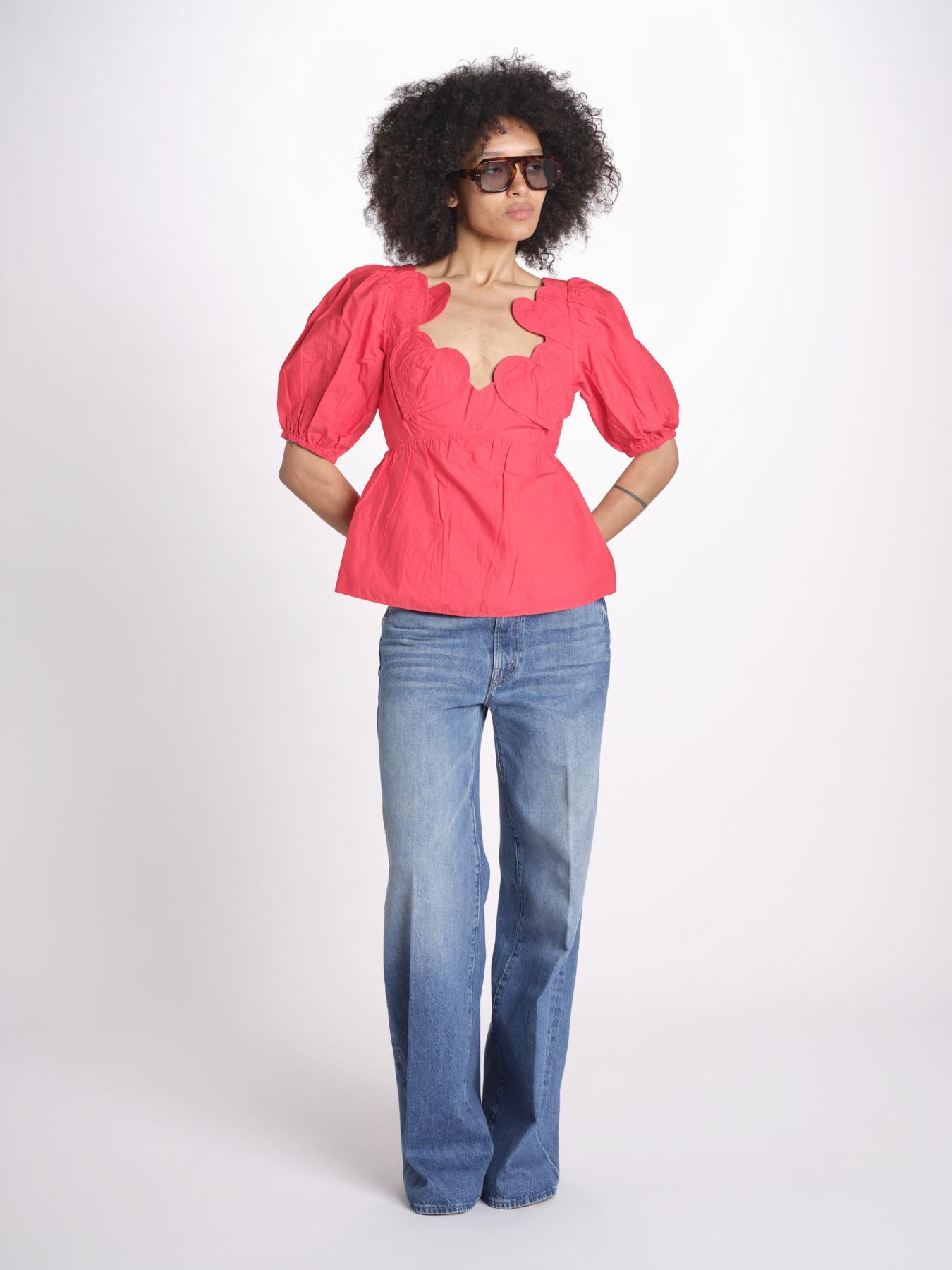 camicia m/l scollo con cuori 344593 RED L0028 farm rio 