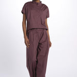 Pant PETRA 2 pinces popeline PETRA PE66 BURGUNDY nine in the morning 