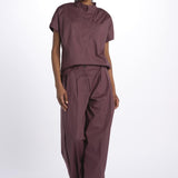 Pant PETRA 2 pinces popeline PETRA PE66 BURGUNDY nine in the morning 