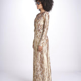 abito lungo con manica lunga PRINTED MARTINI E02263022 GOLD ANIMAL ramy brook 