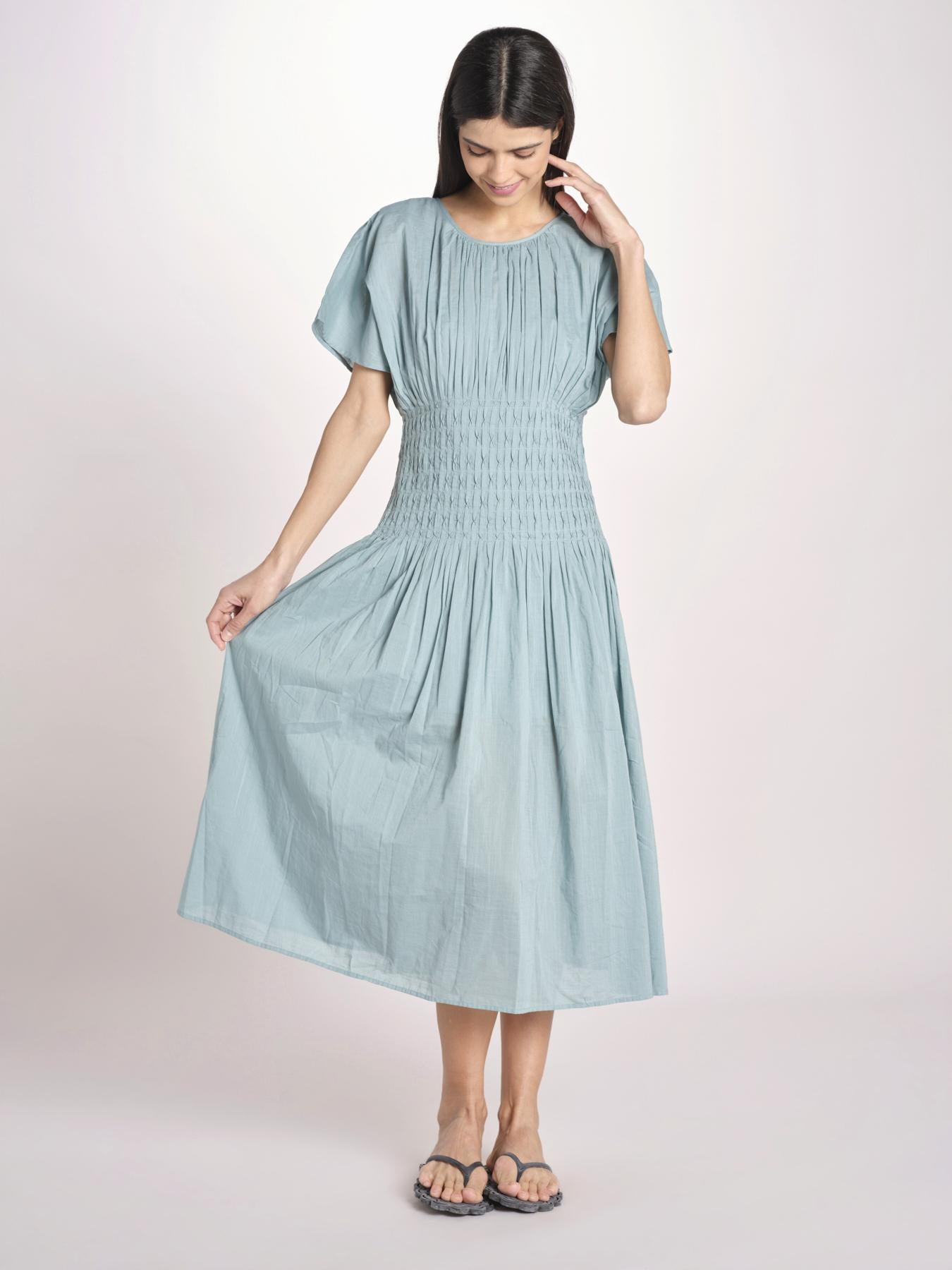 abito midi punto smoke VIOLET DRESS 112 BLUE sea ny 