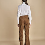 pantalone in camoscio FELISE CARAMEL malina 