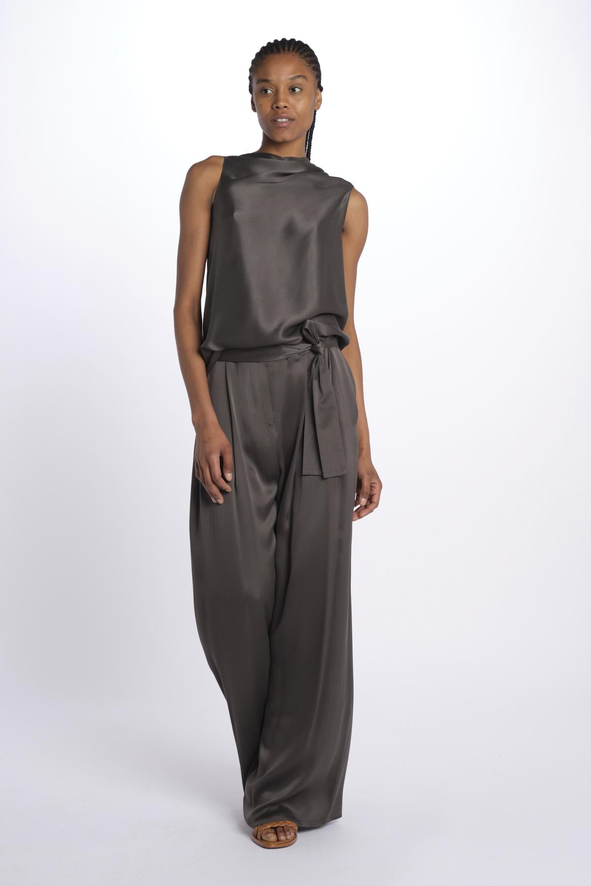 2857 top asimmetrico in crepe satin 2857 STONE MEDIUM dusan 