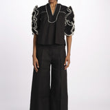 Top ROSE  con rouches ROSE TOP 1725 BLACK scarlett poppies 