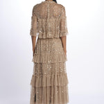 LEILA DOT TIERED LEILA DOT TIERED CAPE ANKLE GOWN FAWN needle & tread 