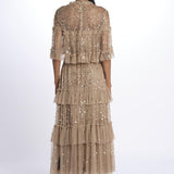 LEILA DOT TIERED LEILA DOT TIERED CAPE ANKLE GOWN FAWN needle & tread 