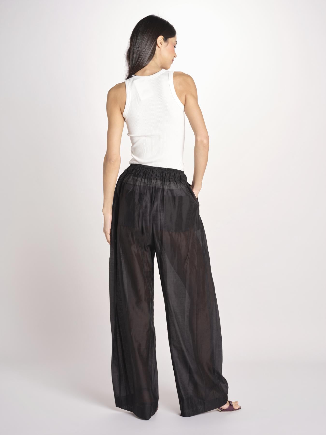 pantalone in mussola con elastico DORA 3119 T0161 BLACK T0002 the latest 