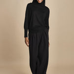 pantalone con pinces in lana NINA PLEAT CA1398 BLACK berwich 