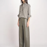 pantalone in pelle LESLIE IO118060 DARK EUCALYPTUS GR533 ivy oak 