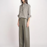 pantalone in pelle LESLIE IO118060 DARK EUCALYPTUS GR533 ivy oak 