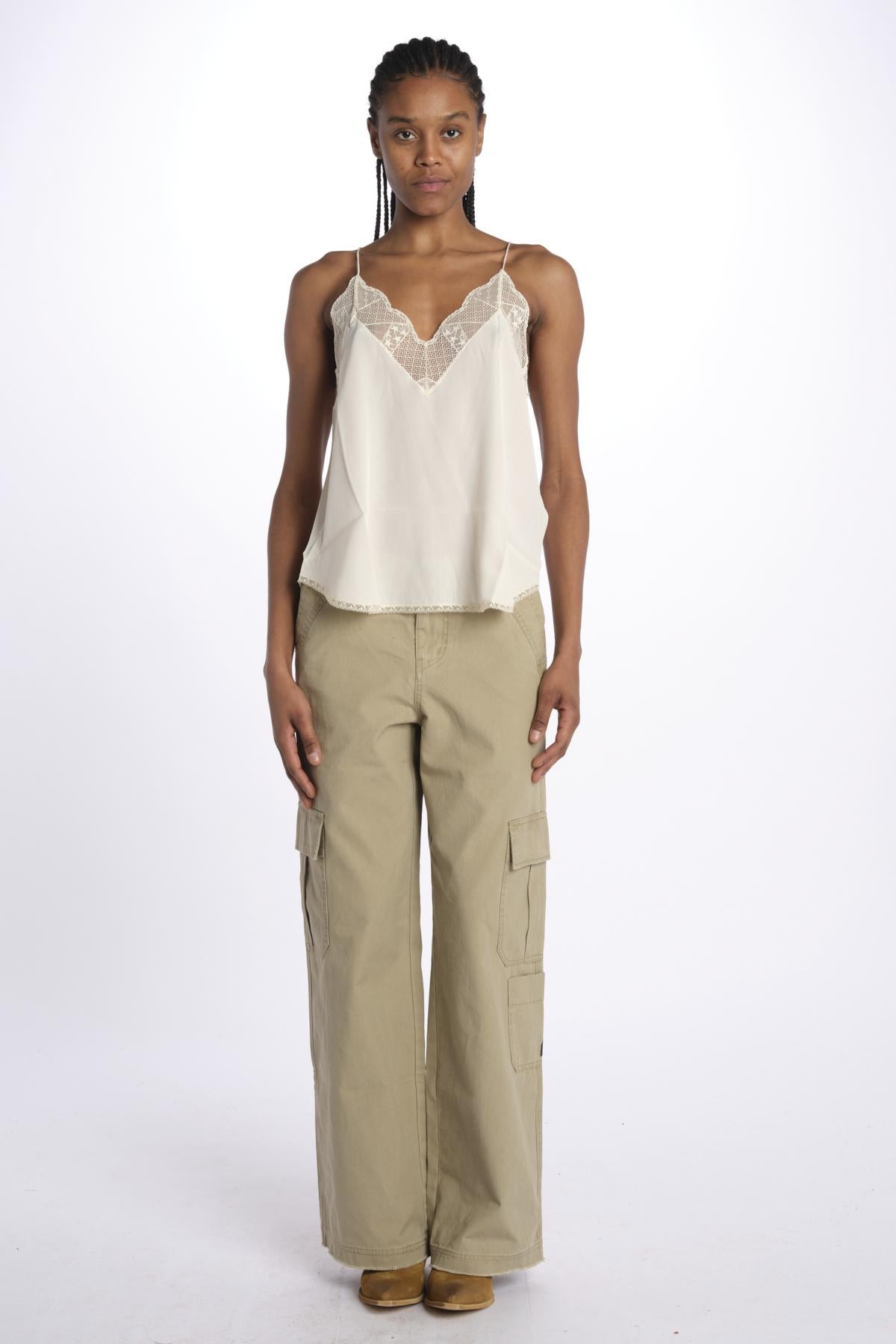 Christy cdc perm top spallina sottile PWGCP0702F ECRU zadig & voltaire 