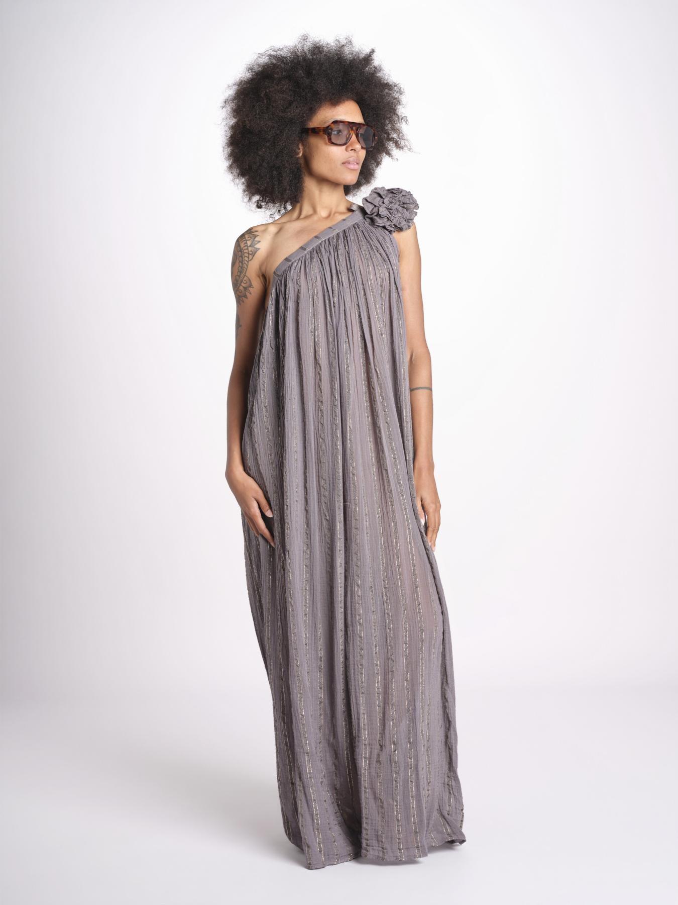 abito monospalla in lurex gessato KALISTA GREY christianzen 