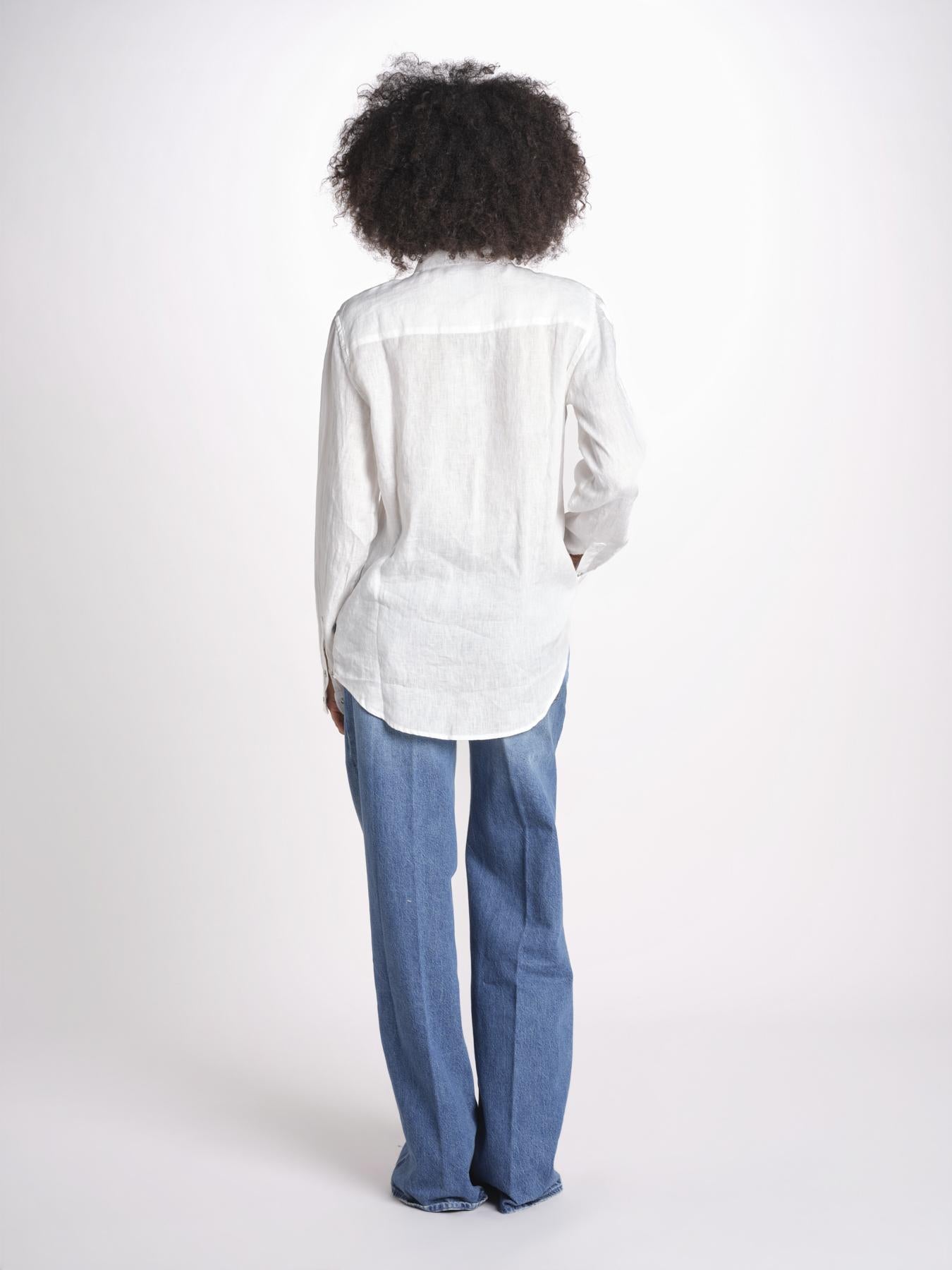 camicia uomo lino con automatici SABRILI AVORIO milaura 