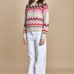 MAGIE maglia con greche BEND516 ECRU PINK hartford 