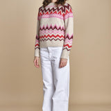 MAGIE maglia con greche BEND516 ECRU PINK hartford 