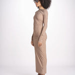 abtio midi asimmetrico con manica lunga YARA DESERT TAN amazuìn 