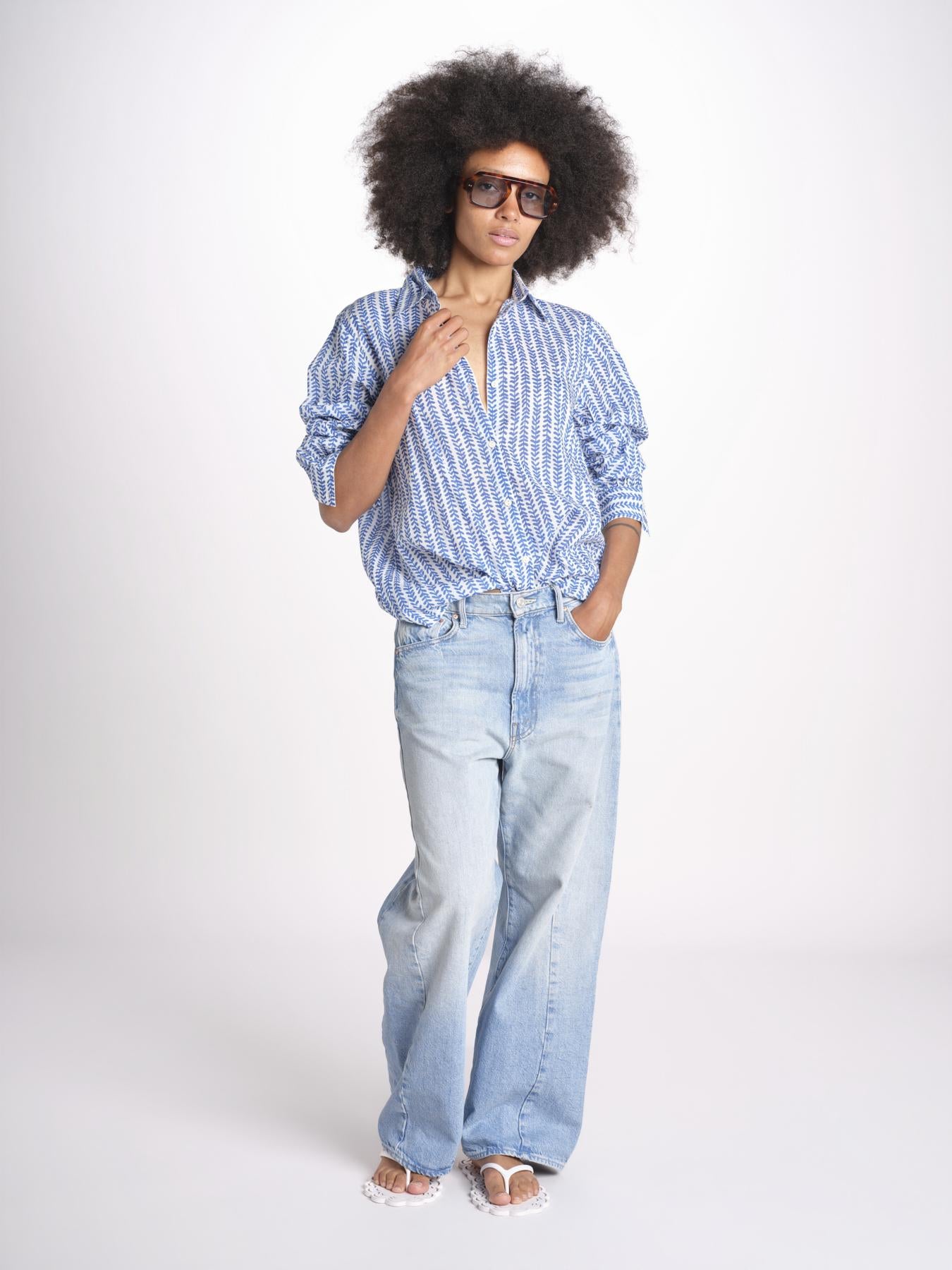 camicia stampa spina VT6248 BLUE zen ethic 