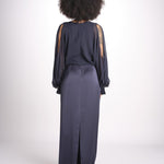 abito lungo con manica lunga LEESA E022630011 NAVY ramy brook 