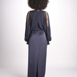 abito lungo con manica lunga LEESA E022630011 NAVY ramy brook 