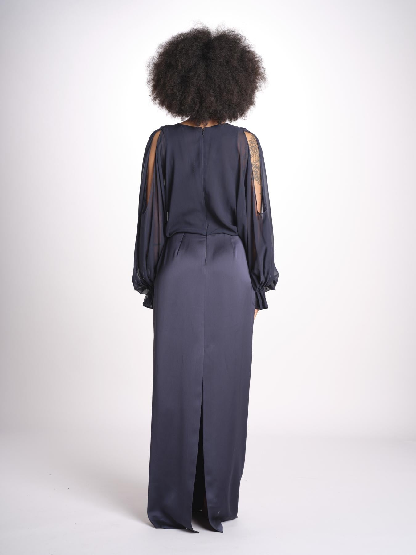 abito lungo con manica lunga LEESA E022630011 NAVY ramy brook 